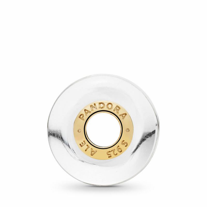 Pandora Shine™ White Waves Charm Europe - 18ct Gold Plated/Glass/White - 845927SYP
